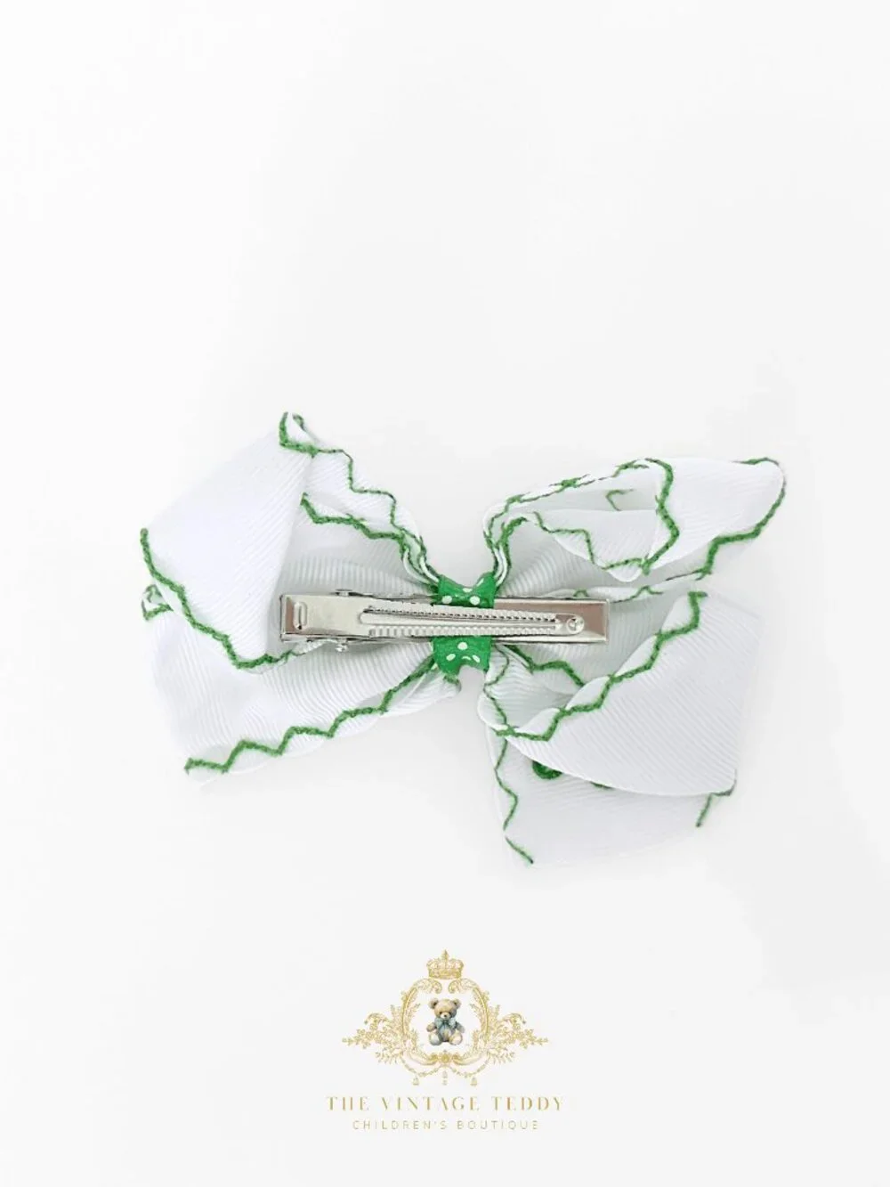 NWT Cute Girls Hair Bows St. Patrick's Day Embroidered Grosgrain Ribbon Set of 2